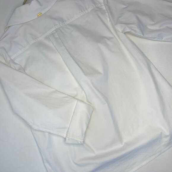 ST. John Sport Tunic Blouse White Convertible Sleeves Gold Button Detail SMALL - Picture 2 of 9
